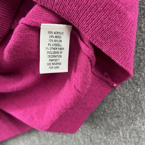 NWT ELLE Women’s Knit Sweater Top Pink Short Sleeve Lace Bow Size M - Picture 3 of 6